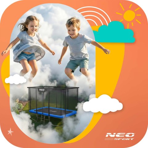 Trampolina ogrodowa prostokątna 14x10ft/427x305cm z siatką zewnętrzną i drabinką Neo-Sport