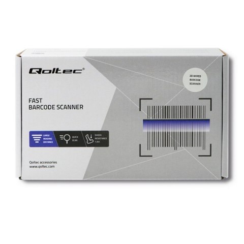 Qoltec Skaner czytnik kodów kreskowych 1D 2D | QR | EAN | USB | Trwały