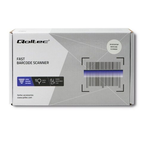 Qoltec Stacjonarny skaner czytnik kodów kreskowych 1D 2D | QR |EAN | USB | Szybki