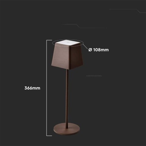 Lampka biurkowa nocna V-TAC 2W LED 36cm ładowanie ściemnianie IP54 brąz corten VT-7563 3000K 200lm