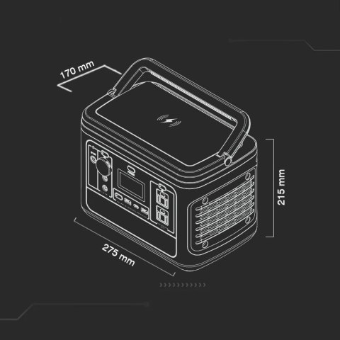 Magazyn bank energii V-TAC generator M6 powerbank 568Wh 500W (1000W max) LiFePO4 VT-606