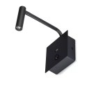 Oprawa LED V-TAC 3W kinkiet hotel łóżko USB włącznik czarny COB CREE VT-2943 3000K 150lm 3 lata gwarancji