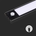 Oprawa podszafkowa V-TAC 2,5W LED czarna czujnik ruchu ładowanie USB 60cm VT-8143 3000K 260lm