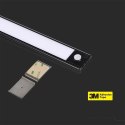Oprawa podszafkowa V-TAC 2,5W LED czarna czujnik ruchu ładowanie USB 60cm VT-8143 3000K 260lm