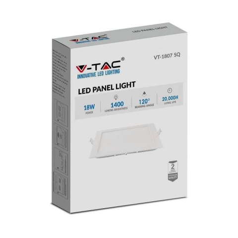 Panel LED V-TAC premium downlight 18W kwadrat 225x225 VT-1807 6400K 1400lm