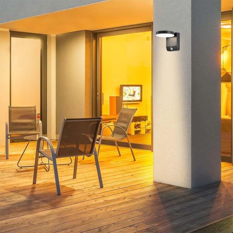 Projektor oprawa elewacyjna V-TAC 17W LED czujnik ruchu okrągła czarna IP65 VT-11020S 3000K 2520lm