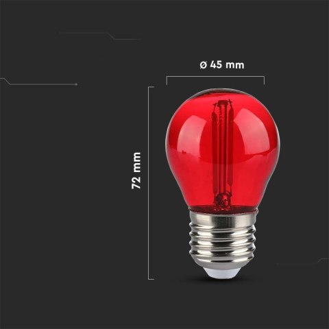 Żarówka LED V-TAC 2W filament E27 kulka G45 kolor VT-2132 Kolor Czerwony 60lm