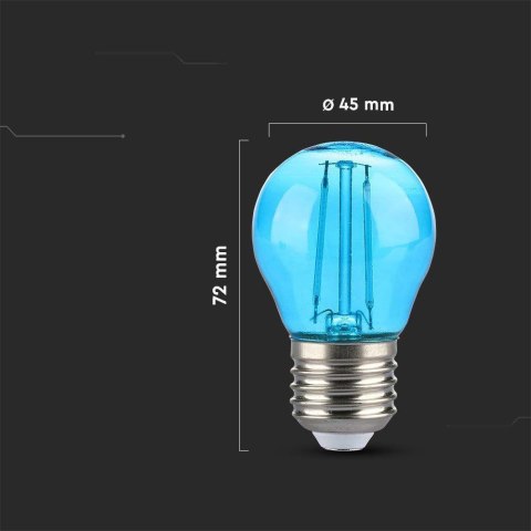 Żarówka LED V-TAC 2W filament E27 kulka G45 kolor VT-2132 Kolor Niebieski 60lm