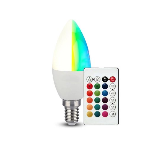 Żarówka LED V-TAC 4,8W E14 świeczka pilot VT-2214-N-1 RGB+3000K 320lm