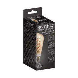 Żarówka LED V-TAC 4,8W E27 filament bursztyn vintage ST64 ściemnialna VT-2065 2200K 250lm