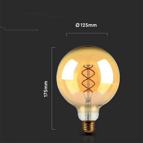 Żarówka LED V-TAC 4,8W filament E27 kula glob G125 bursztyn 125x173mm VT-2085 2200K 300lm