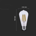Żarówka LED V-TAC 4W E27 filament vintage ST64 210Lm/W VT-2364 4000K 840lm