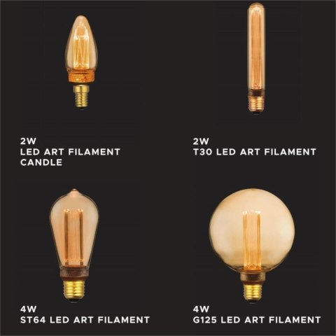 Żarówka LED V-TAC 4W edison retro E27 G125 bursztynowa 125x164mm VT-2195 1800K 200lm