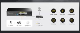 SWITCH POE GS1010PS2 8-PORTOWY SFP CUDY