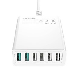 Ładowarka sieciowa BLITZWOLF BW-S15 60W 6xUSB-A (biała)