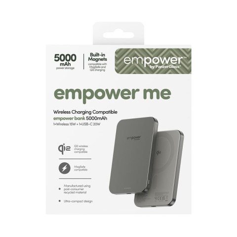 PanzerGlass empower™ by ® empower™ Bank | 5000mAh | Titanium Bezprzewodowe ładowanie Tytan