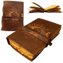 Notes Skórzany Vintage 200 stron - Słońce i Księżyc - Skóra bawola - H038