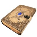 Skórzany Notatnik Retro z Kamieniem i Fazami Księżyca - 200 stron 150 GSM - H076