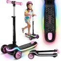 Hulajnoga trójkołowa dla dzieci balansowa LED Ricokids Leddi - czarno-różowa