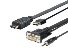 Vivolink PROHDMIMVGA1 adapter kablowy 1 m HDMI+VGA+USB+3.5mm HDMI + VGA (D-Sub) + USB Type-A + 3.5mm Czarny