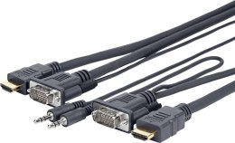 Vivolink PROVGAHDMIFLY5 adapter kablowy 4 m VGA (D-Sub) + 3.5mm HDMI Typu A (Standard) Czarny
