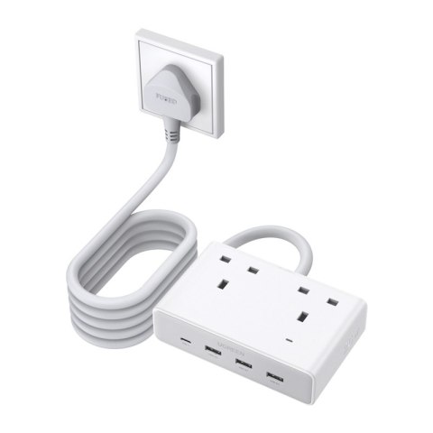 Listwa zasilająca Ugreen Nexode S620 (standard UK) 2x AC, 3x USB, 1x USB-C, 1.5m (biała)