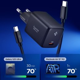 Spigen EE451EU Essential GaN Pro - Ładowarka sieciowa USB-C PD PPS 45W + kabel USB-C 1m (Czarny)