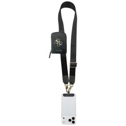 Guess 4G Metal Logo Universal Crossbody Phone Strap Small Purse - Smycz / pasek na ramię z portfelem do telefonu (czarny)