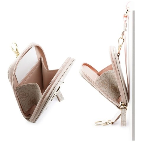 Guess 4G Metal Logo Universal Crossbody Phone Strap Small Purse - Smycz / pasek na ramię z portfelem do telefonu (różowy)