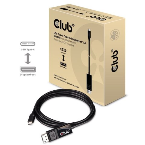CLUB3D CAC-1557 adapter kablowy 1,8 m USB Type-C DisplayPort Czarny