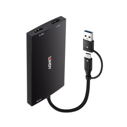 Lindy 43430 adapter kablowy 0,11 m USB Type-C 2 x HDMI Czarny