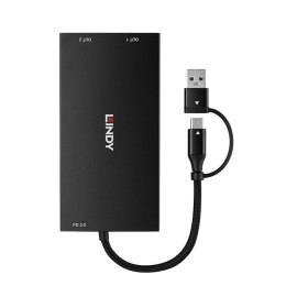 Lindy 43430 adapter kablowy 0,11 m USB Type-C 2 x HDMI Czarny