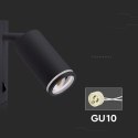 Kinkiet ścienny V-TAC GU10 aluminium czarny z włącznikiem VT-429 3 lata gwarancji