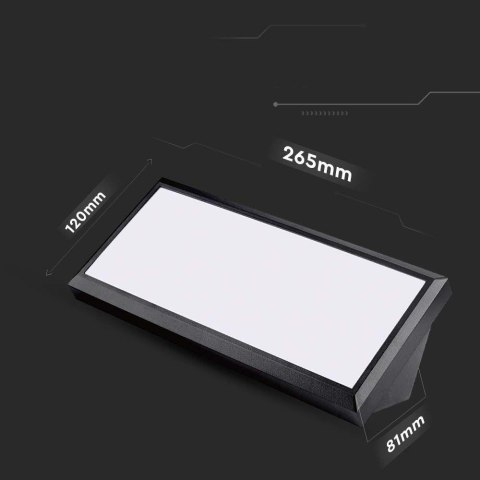 Oprawa ścienna V-TAC 12W LED ukośna czarna IP65 VT-8054 3000K 1250lm