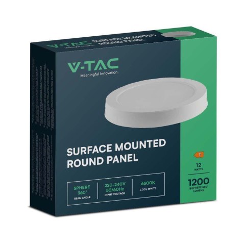 Panel LED V-TAC natynkowy premium downlight 12W okrągły fi170 VT-60012 4000K 1200lm