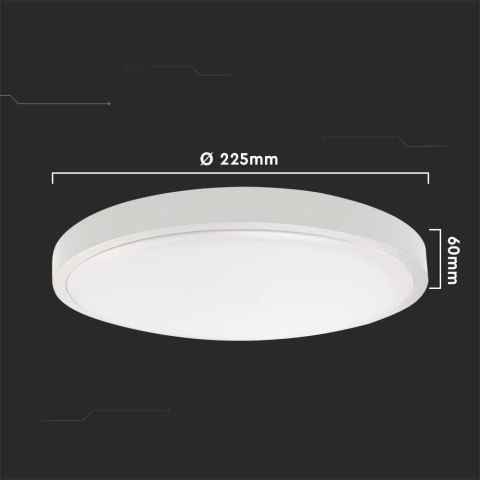 Plafon V-TAC 18W LED okrągły IP44 czujnik ruchu mikrofalowy 23cm biały VT-8618S-W-RD 3000K 1800lm