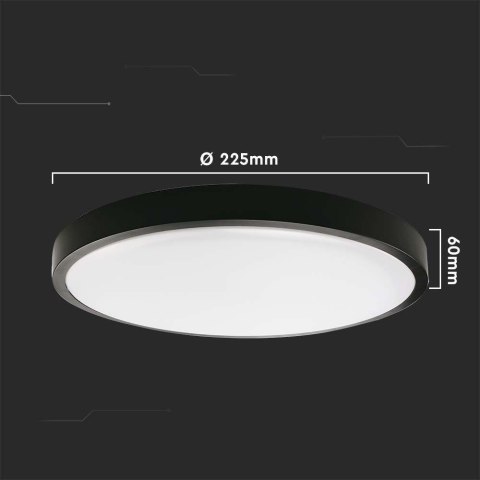 Plafon V-TAC 18W LED Okrągły IP44 Czujnik Ruchu Mikrofalowy 23cm Czarny VT-8618S-B-RD 4000K 1800lm