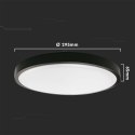 Plafon V-TAC 24W LED Okrągły IP44 Czujnik Ruchu Mikrofalowy 30cm Czarny VT-8624S-B-RD 4000K 2400lm