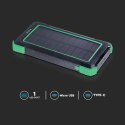 Power bank V-TAC 10000mAh czarny solarny ładowanie bezprzewodowe 2xUSB V-TAC VT-11111