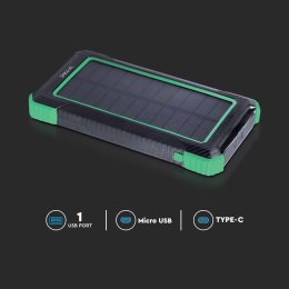 Power bank V-TAC 10000mAh czarny solarny ładowanie bezprzewodowe 2xUSB V-TAC VT-11111