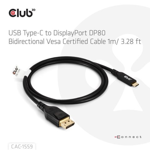 CLUB3D CAC-1559 adapter kablowy 1 m USB Type-C DisplayPort Czarny