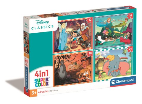 Clementoni: Puzzle 4w1 Super Kolor - Klasyki Disneya