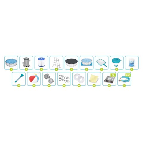 Basen ogrodowy stelażowy 366 x 100 cm zestaw 17w1 Bestway 56418