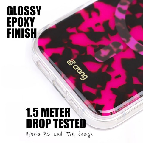 Crong Deluxe MAG Cover - Etui iPhone 17 Pro MagSafe (Pink Tortoise)