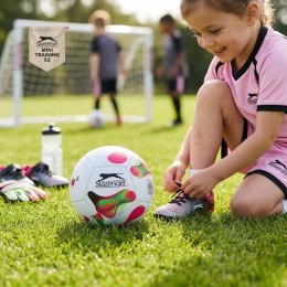 Slazenger - Piłka nożna treningowa mini dla dzieci 12 paneli r.2 (biały / różowy)