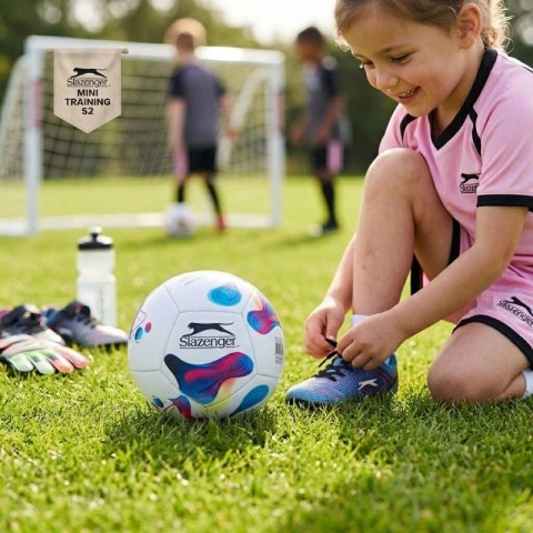 Slazenger - Piłka nożna treningowa mini dla dzieci 12 paneli r.2 (biały / niebieski)