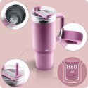 Termos próżniowy kubek ze słomką 1180 ml Berdsen różowy
