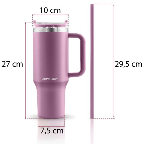 Termos próżniowy kubek ze słomką 1180 ml Berdsen różowy