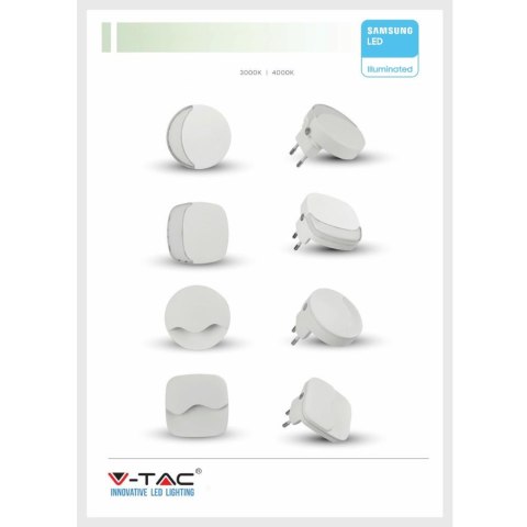 Lampka nocna do gniazdka LED z USB V-TAC SAMSUNG CHIP kwadrat VT-84-SQ 3000K 10lm