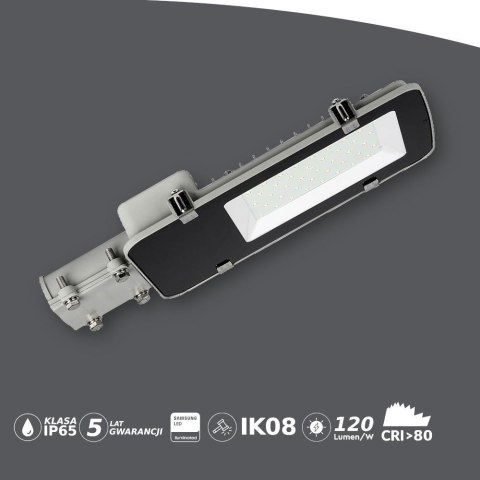 Oprawa uliczna LED V-TAC SAMSUNG CHIP 30W szara VT-30ST 4000K 3600lm 5 lat gwarancji
